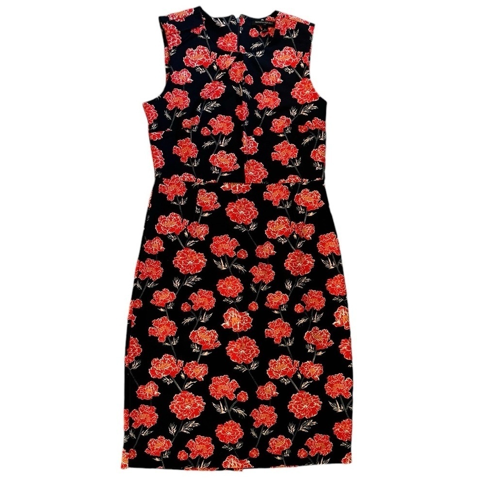 Banana Republic Navy Blue Floral MidI Sheath Dress Poppy Print | Women’s Size 6 - Picture 5 of 13